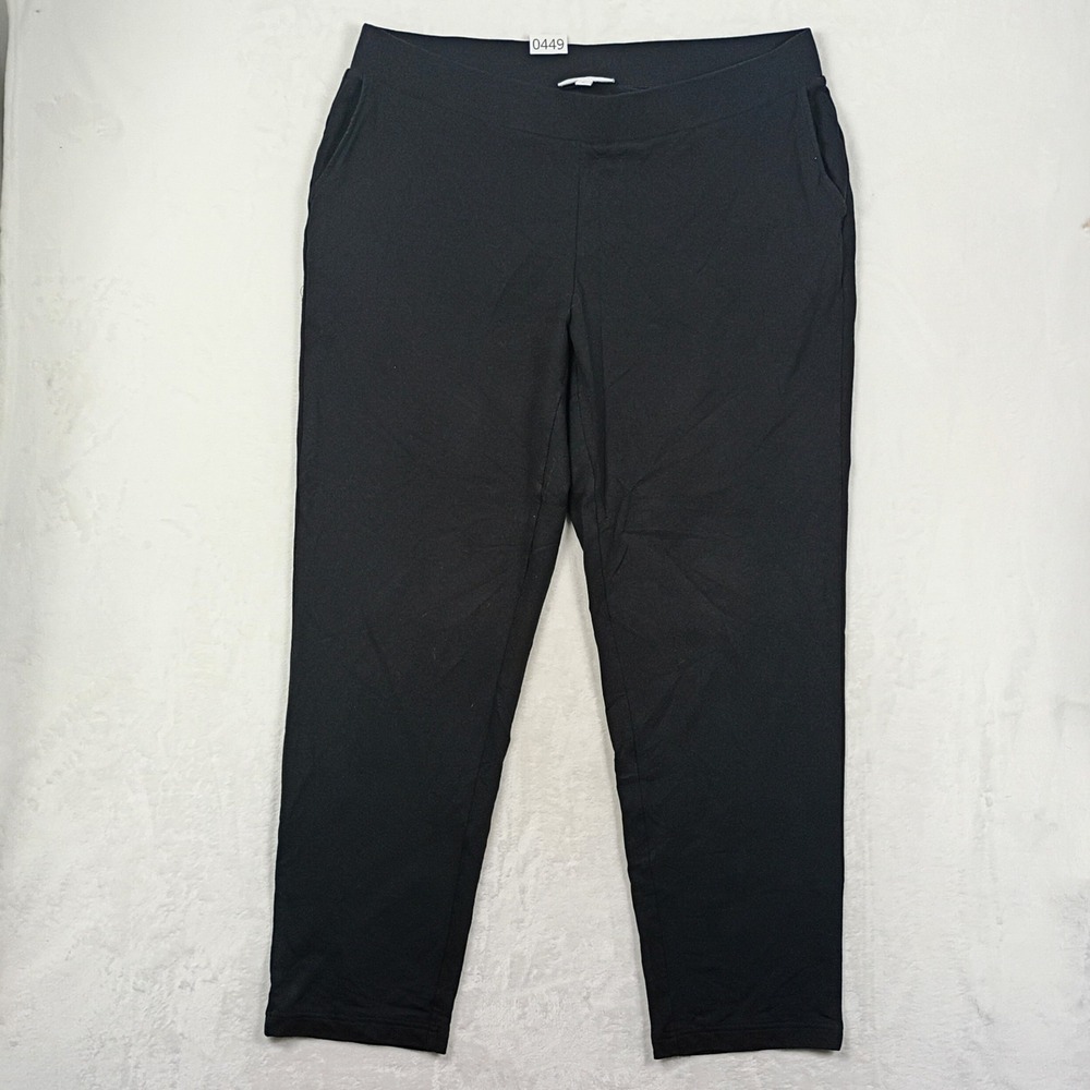 Pure Jill Slim Leg Pants Womens 2X Black French Terry Affinity Knit Comfort Boho